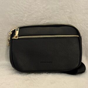 Coral Daisy Black Waist Bag